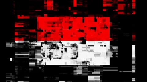 3D rendering flag Indonesia with screen effects of technological glitches Stock Illustration