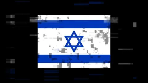 3D rendering flag Israel with screen effects of technological glitches Stock Illustration