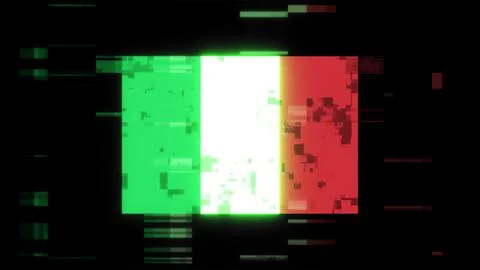 3D rendering flag Italy with screen effects of technological glitches Stock Illustration