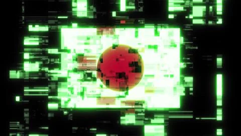 3D rendering flag Japan with screen effects of technological glitches Stock-Illustration