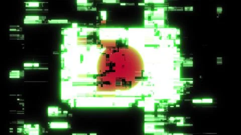 3D rendering flag Japan with screen effects of technological glitches Stock-Illustration
