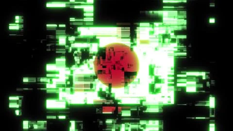 3D rendering flag Japan with screen effects of technological glitches Stock-Illustration