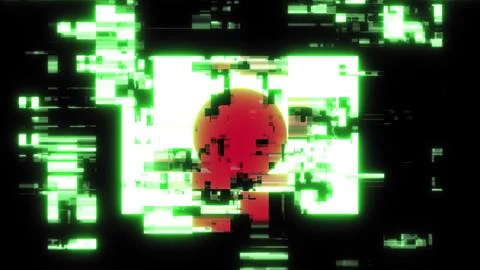 3D rendering flag Japan with screen effects of technological glitches Stock-Illustration