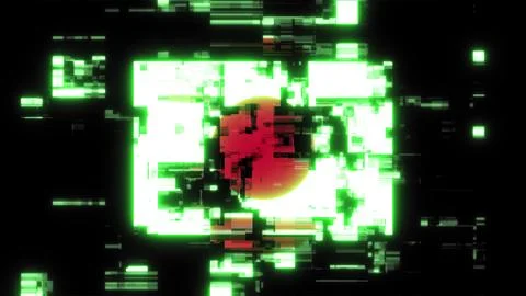 3D rendering flag Japan with screen effects of technological glitches Illustrazione stock