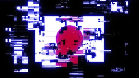 3D rendering flag Japan with screen effects of technological glitches Stock-Illustration