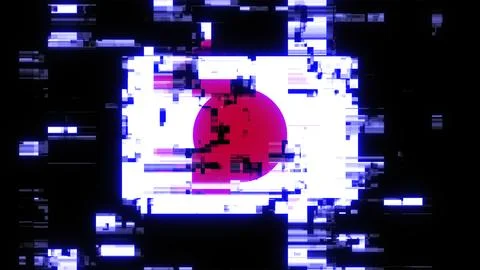 3D rendering flag Japan with screen effects of technological glitches Stock Illustration
