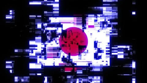 3D rendering flag Japan with screen effects of technological glitches Stock-Illustration