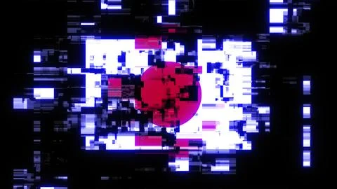 3D rendering flag Japan with screen effects of technological glitches Stock-Illustration