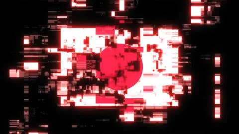3D rendering flag Japan with screen effects of technological glitches Stock-Illustration