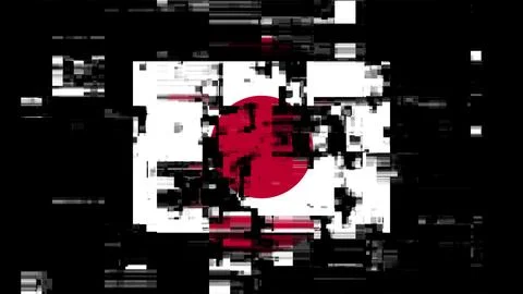 3D rendering flag Japan with screen effects of technological glitches Stock-Illustration