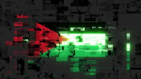 3D rendering flag Jordan with screen effects of technological glitches Stock-Illustration