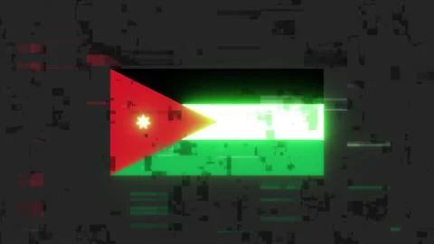 3D rendering flag Jordan with screen effects of technological glitches Stock-Illustration