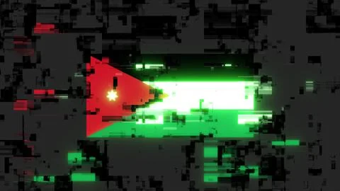 3D rendering flag Jordan with screen effects of technological glitches Stock-Illustration