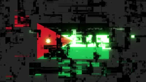 3D rendering flag Jordan with screen effects of technological glitches 库存插图