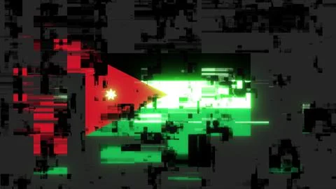 3D rendering flag Jordan with screen effects of technological glitches Illustrazione stock