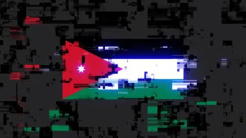 3D rendering flag Jordan with screen effects of technological glitches Stock-Illustration