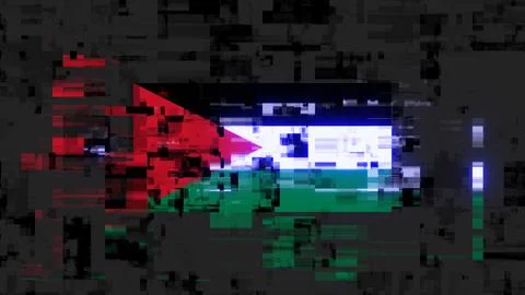 3D rendering flag Jordan with screen effects of technological glitches Illustrazione stock