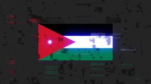 3D rendering flag Jordan with screen effects of technological glitches Stock-Illustration