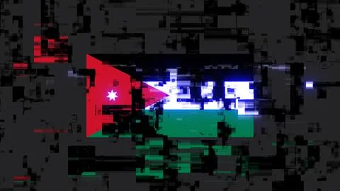 3D rendering flag Jordan with screen effects of technological glitches Stock-Illustration
