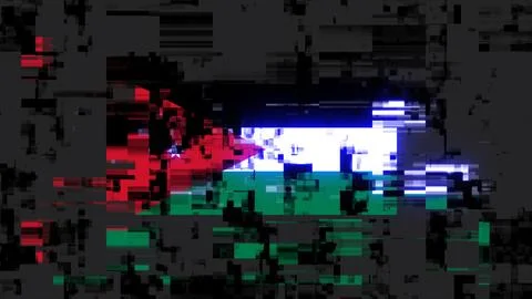 3D rendering flag Jordan with screen effects of technological glitches Stock-Illustration