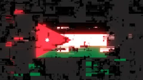 3D rendering flag Jordan with screen effects of technological glitches Stock-Illustration