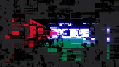 3D rendering flag Jordan with screen effects of technological glitches Stock-Illustration