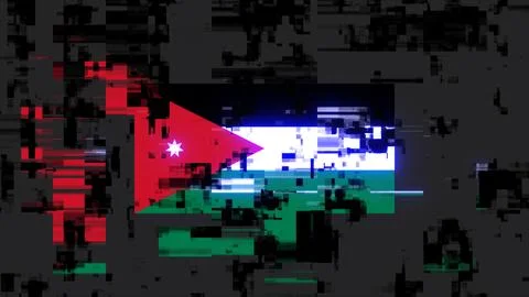 3D rendering flag Jordan with screen effects of technological glitches Stock-Illustration