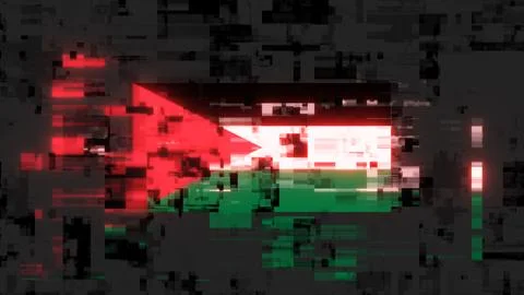 3D rendering flag Jordan with screen effects of technological glitches Stock-Illustration