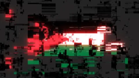 3D rendering flag Jordan with screen effects of technological glitches Stock-Illustration