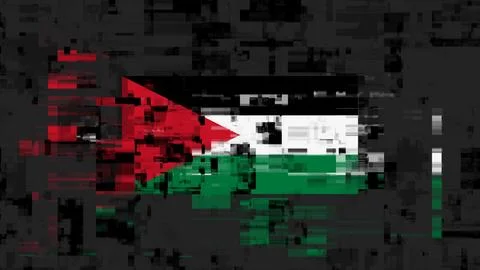 3D rendering flag Jordan with screen effects of technological glitches Stock-Illustration