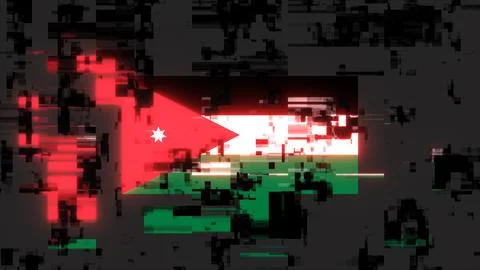 3D rendering flag Jordan with screen effects of technological glitches Stock-Illustration