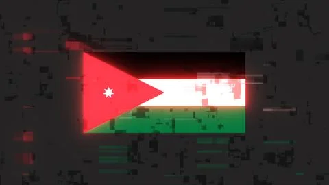 3D rendering flag Jordan with screen effects of technological glitches Stock-Illustration