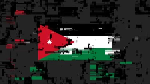 3D rendering flag Jordan with screen effects of technological glitches Stock-Illustration