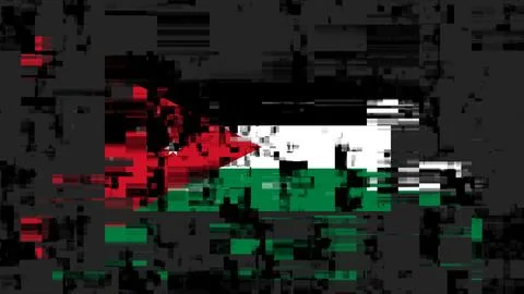 3D rendering flag Jordan with screen effects of technological glitches Stock-Illustration