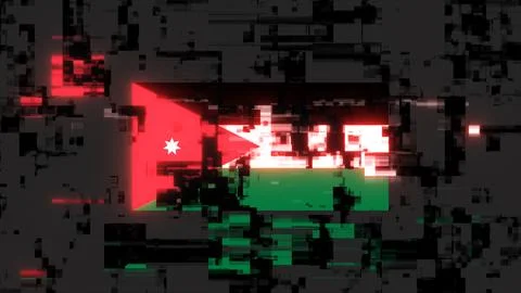 3D rendering flag Jordan with screen effects of technological glitches Stock-Illustration
