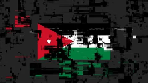 3D rendering flag Jordan with screen effects of technological glitches Stockillustratie