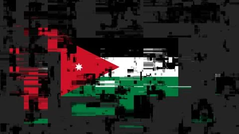 3D rendering flag Jordan with screen effects of technological glitches Stock-Illustration