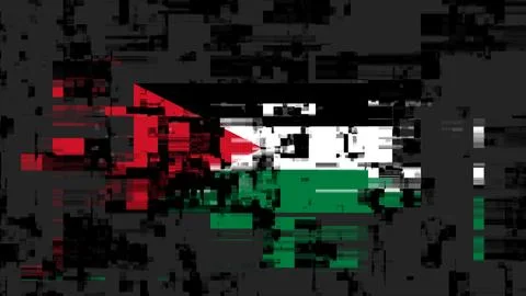 3D rendering flag Jordan with screen effects of technological glitches Stock-Illustration