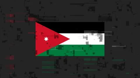 3D rendering flag Jordan with screen effects of technological glitches Stock-Illustration