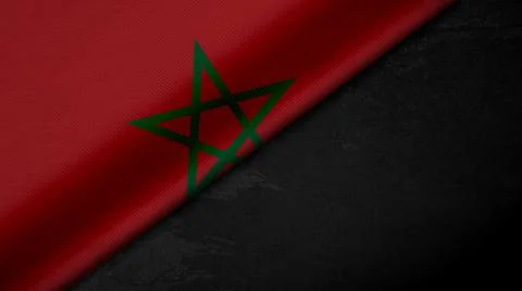 3d rendering of the flag of kingdom of morroco on concrete cement, background Stock Illustration