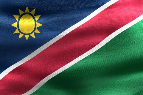 3d rendering flag of Namibia with realistic waving fabric surface. Stock Illustration