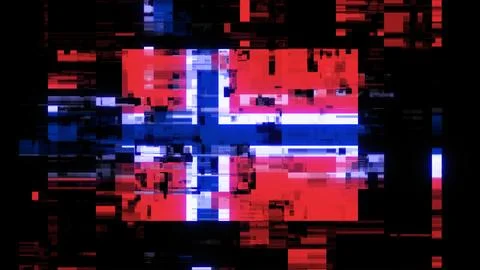 3D rendering flag Norway with screen effects of technological glitches Stock Illustration