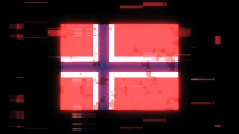 3D rendering flag Norway with screen effects of technological glitches Stock Illustration