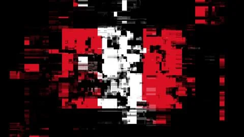 3D rendering flag Peru with screen effects of technological glitches Stockillustratie