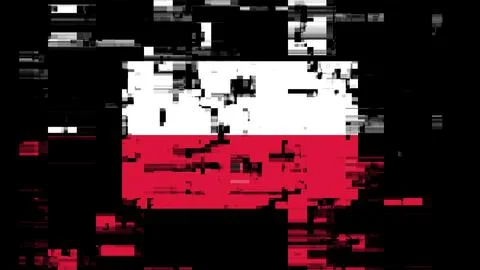 3D rendering flag Poland with screen effects of technological glitches Stock Illustration