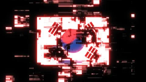 3D rendering flag Republic of Korea with screen effects of technological gl.. Stock Illustration