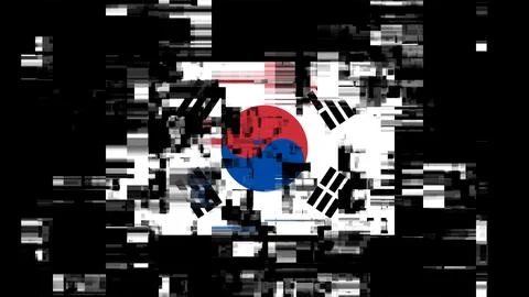 3D rendering flag Republic of Korea with screen effects of technological gl.. Stock Illustration