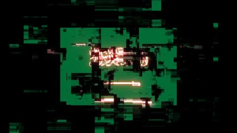 3D rendering flag Saudi Arabia with screen effects of technological glitches Stock-Illustration