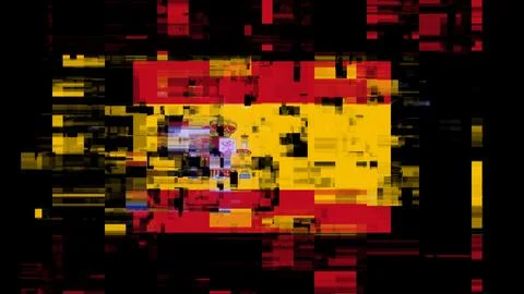 3D rendering flag Spain with screen effects of technological glitches Stock Illustration