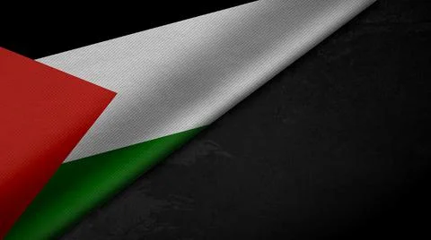 3d rendering of the flag of the State of Palestine on concrete cement, backgr Stock Illustration